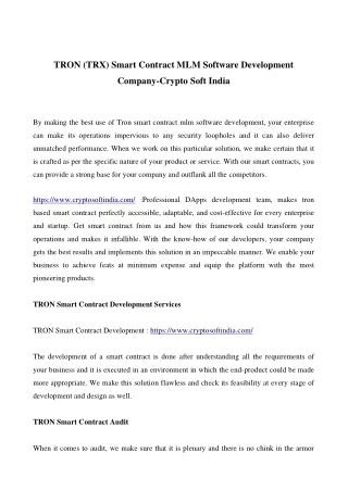 tron trx smart contract mlm software development