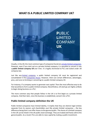 Advantages of forming a Public Limited Company UK