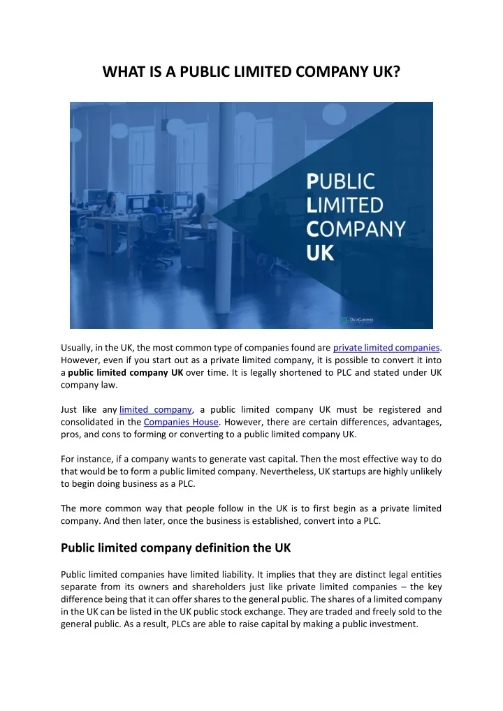 what is a public limited company uk