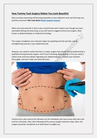 How Tummy Tuck Surgery Makes You Look Beautiful
