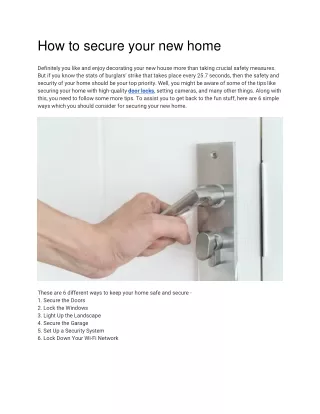 How To Secure Your New Home