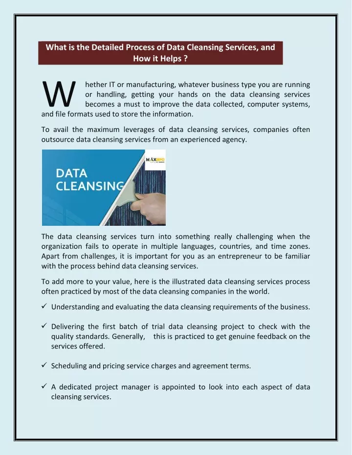 what is the detailed process of data cleansing