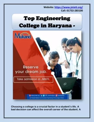 Top Engineering College in Haryana - JMIETI