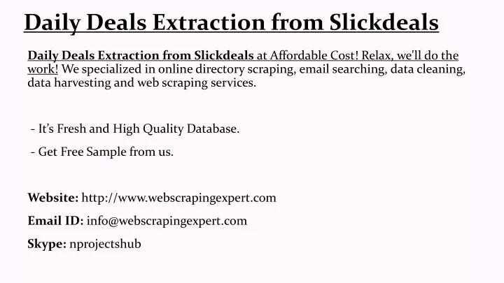 daily deals extraction from slickdeals