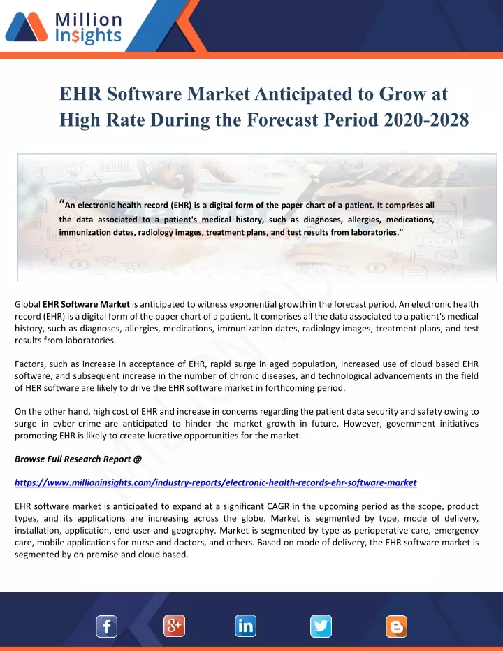 ehr software market anticipated to grow at high