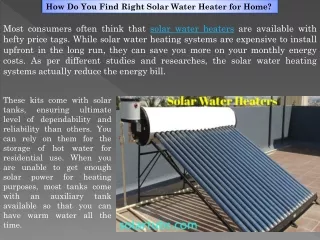 Right Solar Water Heater - Northern Lights Solar Solutions