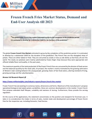 frozen french fries market status demand