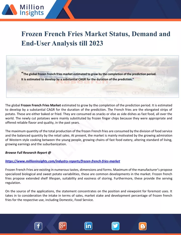 frozen french fries market status demand