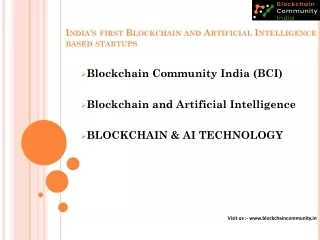 India's first Blockchain and Artificial Intelligence based startups
