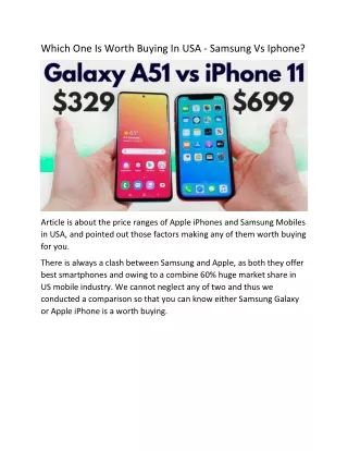 Which One Is Worth Buying In USA - Samsung Vs Iphone?
