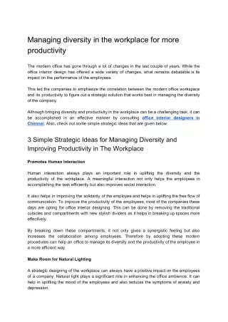 managing diversity in the workplace for more