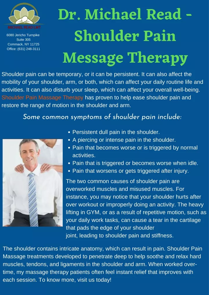 dr michael read shoulder pain message therapy