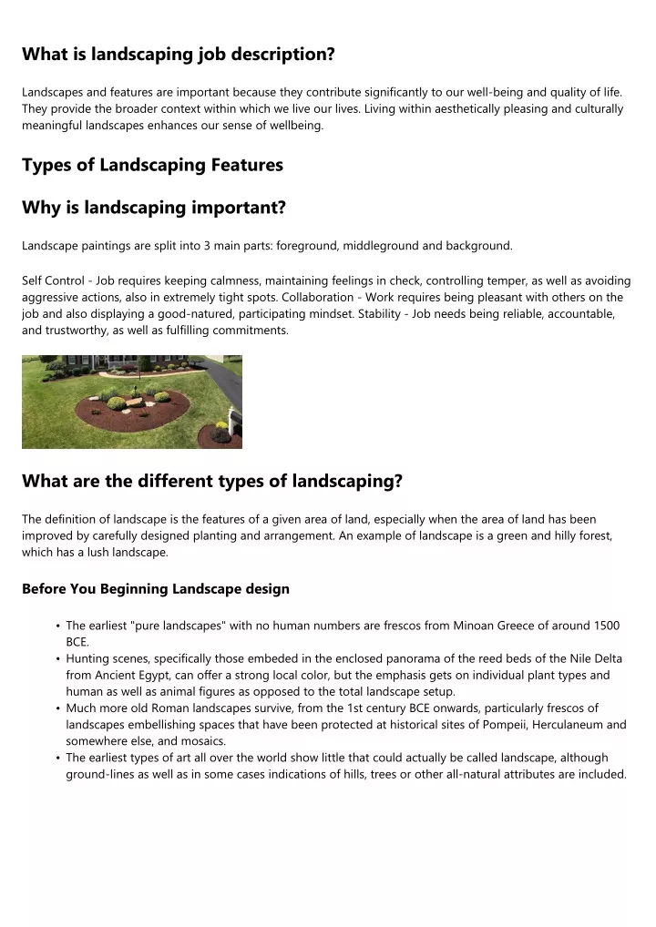 what is landscaping job description