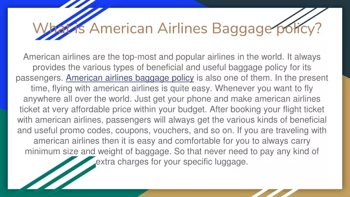 what is american airlines baggage policy