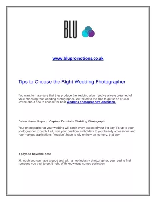 Tips to Choose the Right Wedding Photographer