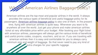 What is American Airlines Baggage policy?