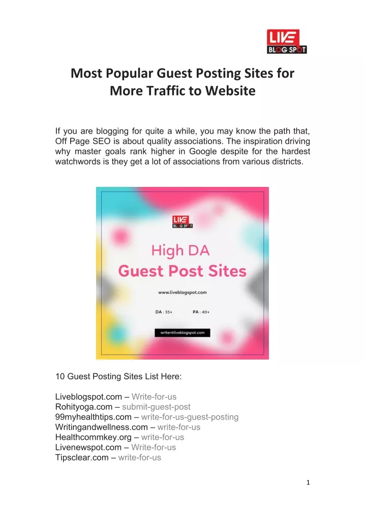 most popular guest posting sites for more traffic