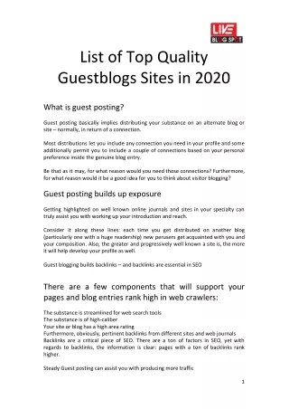 List of top quality Guest posting sites in 2020