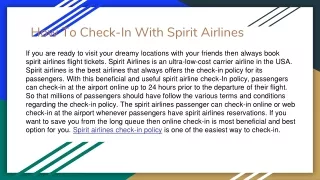 How To Check-In With Spirit Airlines?