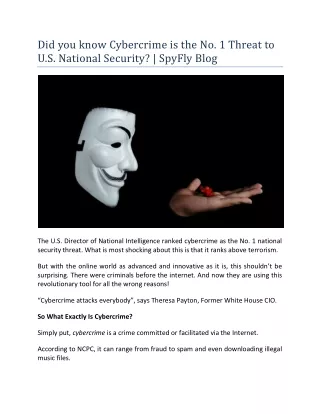 Did you know Cybercrime is the No. 1 Threat to U.S. National Security  SpyFly Blog