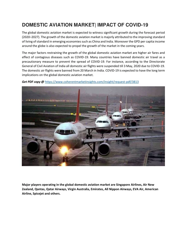domestic aviation market impact of covid 19