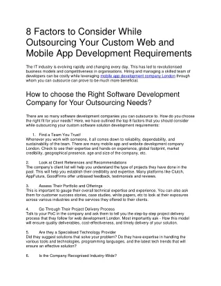 8 factors to consider while outsourcing your