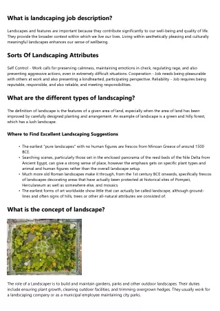 Concepts of Landscape Layout