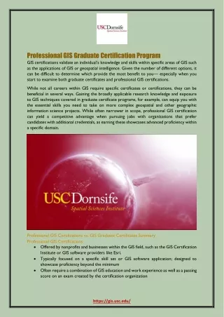 professional gis graduate certification program