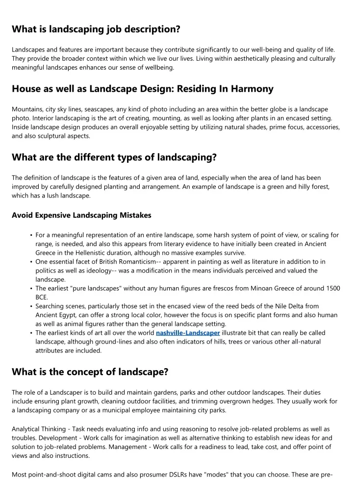 what is landscaping job description