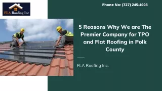 5 Reasons Why We are The Premier Company for TPO and Flat Roofing in Polk County