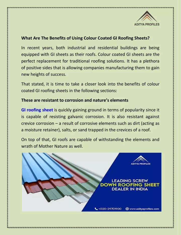 what are the benefits of using colour coated