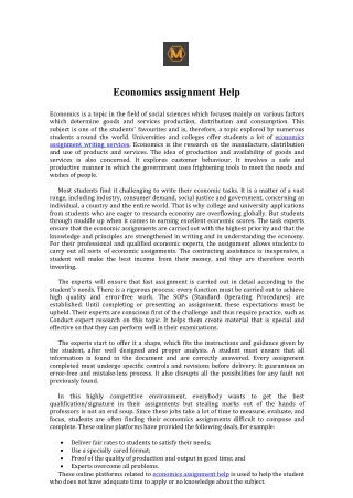 development economics assignment help