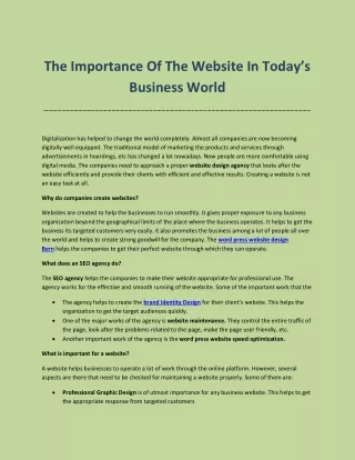 The importance of the website in today’s business world