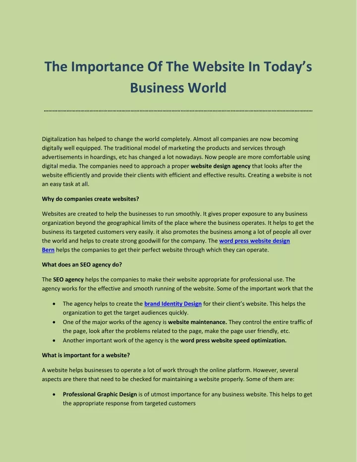 the importance of the website in today s business