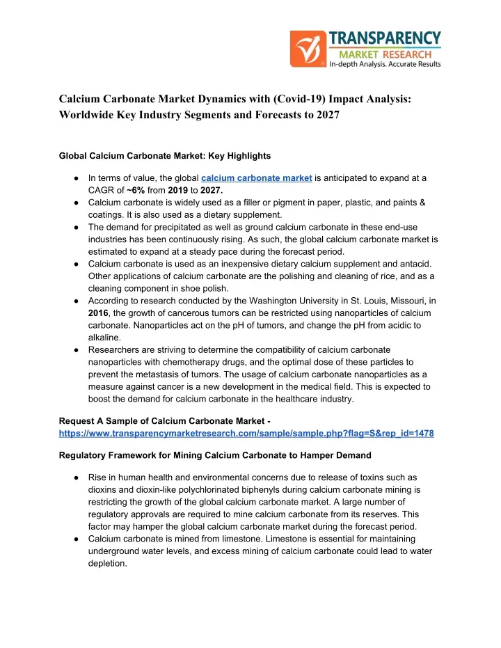 calcium carbonate market dynamics with covid