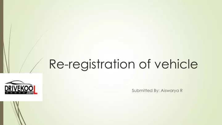 re registration of vehicle