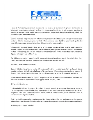 i corsi di formazione professionali consentono