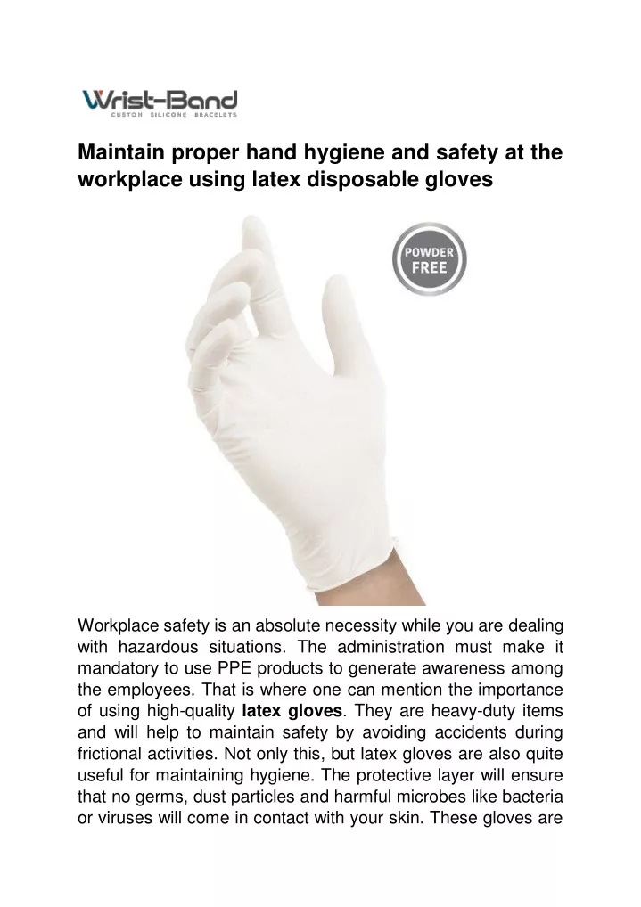 maintain proper hand hygiene and safety
