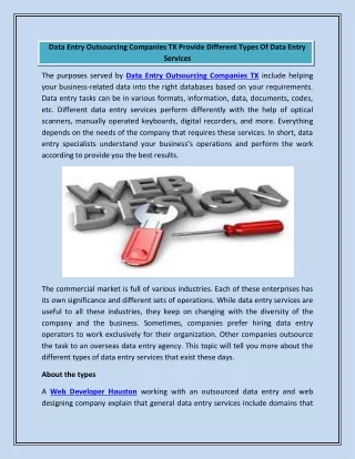 data entry outsourcing companies tx provide