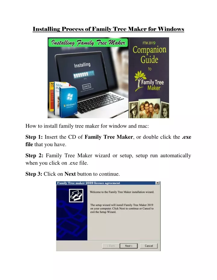 installing process of family tree maker