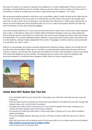 Radon Examination Kits Available For Purchase