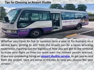 Tips for Choosing an Airport Shuttle