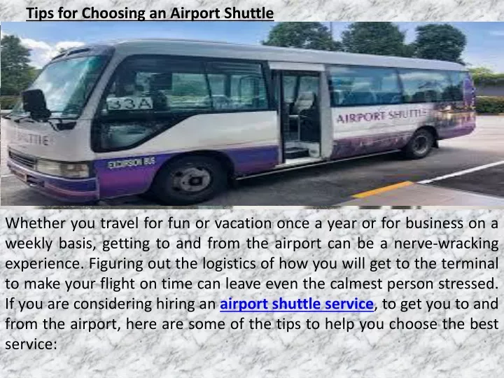 tips for choosing an airport shuttle