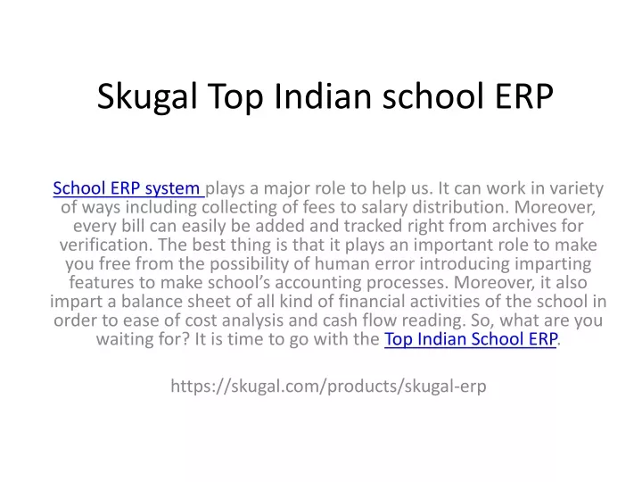 skugal top indian school erp