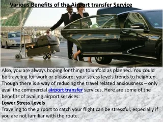 Various Benefits of the Airport transfer Service