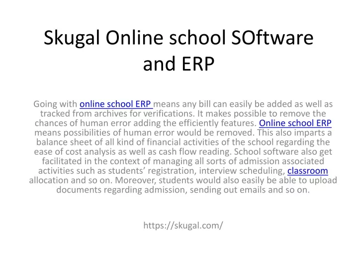 skugal online school software and erp