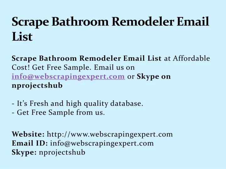 scrape bathroom remodeler email list