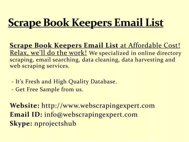 scrape book keepers email list