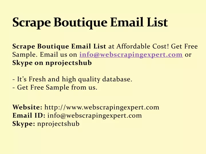 scrape boutique email list