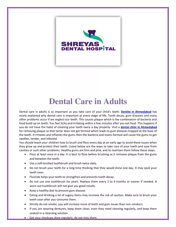 dental care in adults